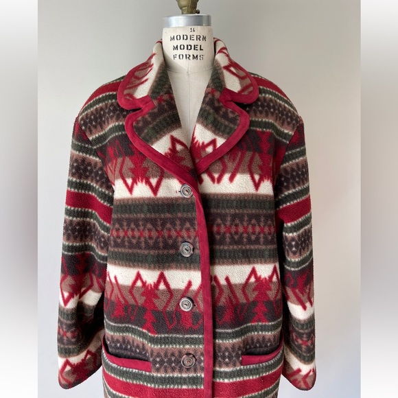 90’s southwestern fleece jacket / size 16 - Picture 4 of 10